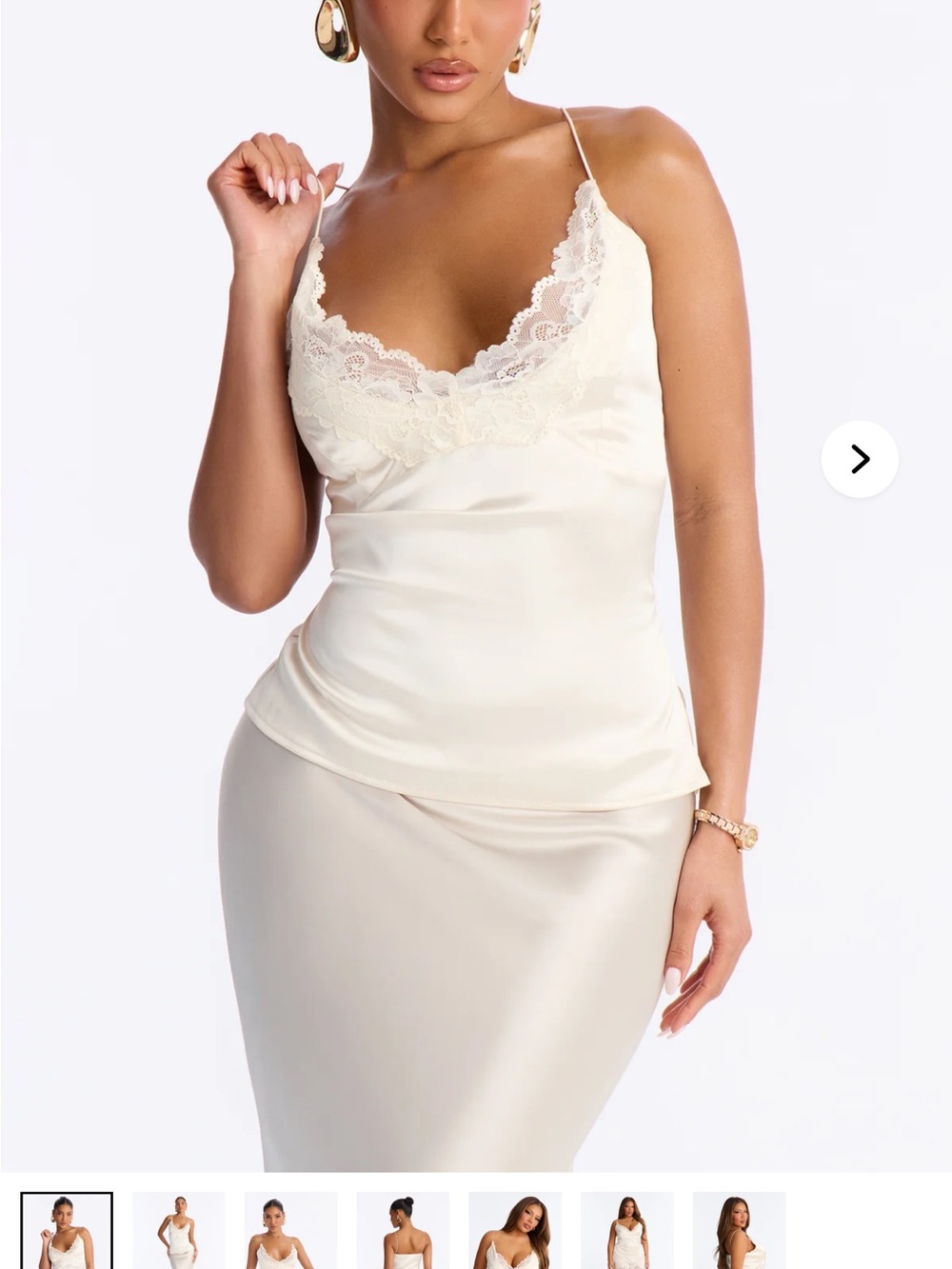 Fashion Nova Satin Lace Cami - Cream